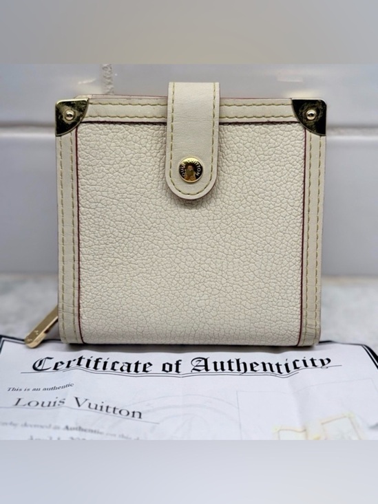 Louis Vuitton Handbags - LOUIS VUITTON Unisex Suhali Goatskin Leather Compact Zip Bifold Wallet Ivory